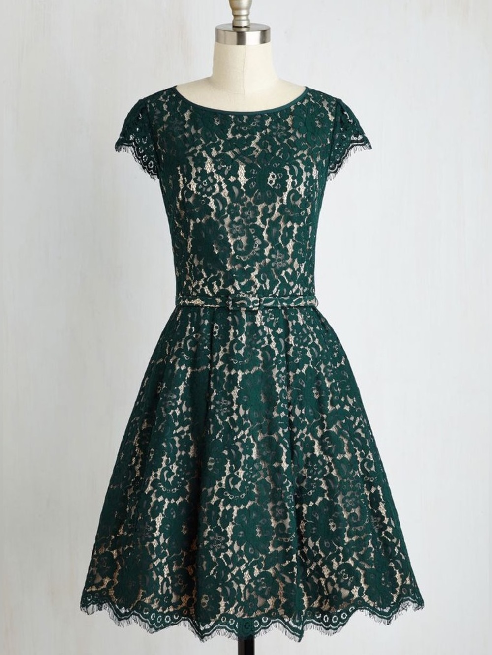 Eliza J Forest Green Lace Fit-and-Flare Midi Cocktail Dress size 18W.